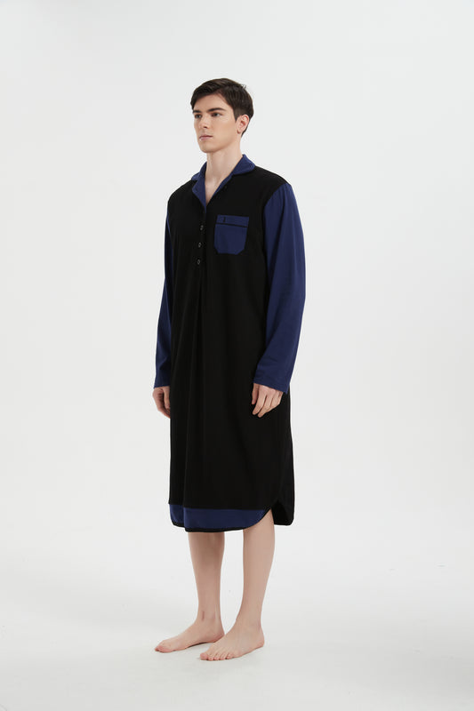 Black-Navy Blue Trim Nightshirt