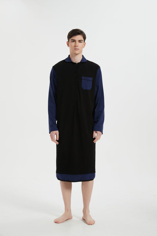 Black-Navy Blue Trim Nightshirt