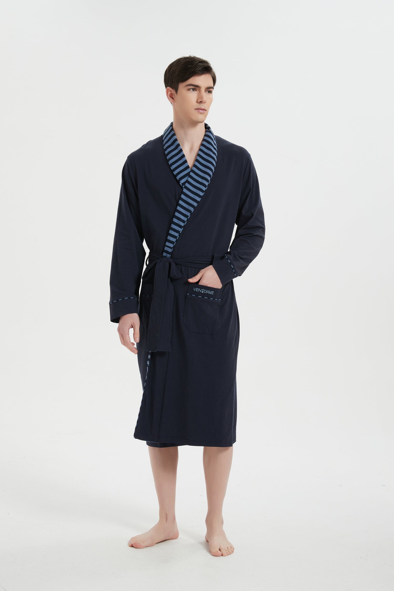 Navy-Blue Stripe Robe