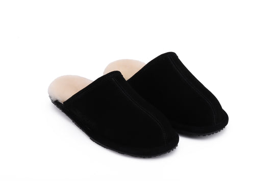 100% Genuine Leather & Sheep Fur Slippers White
